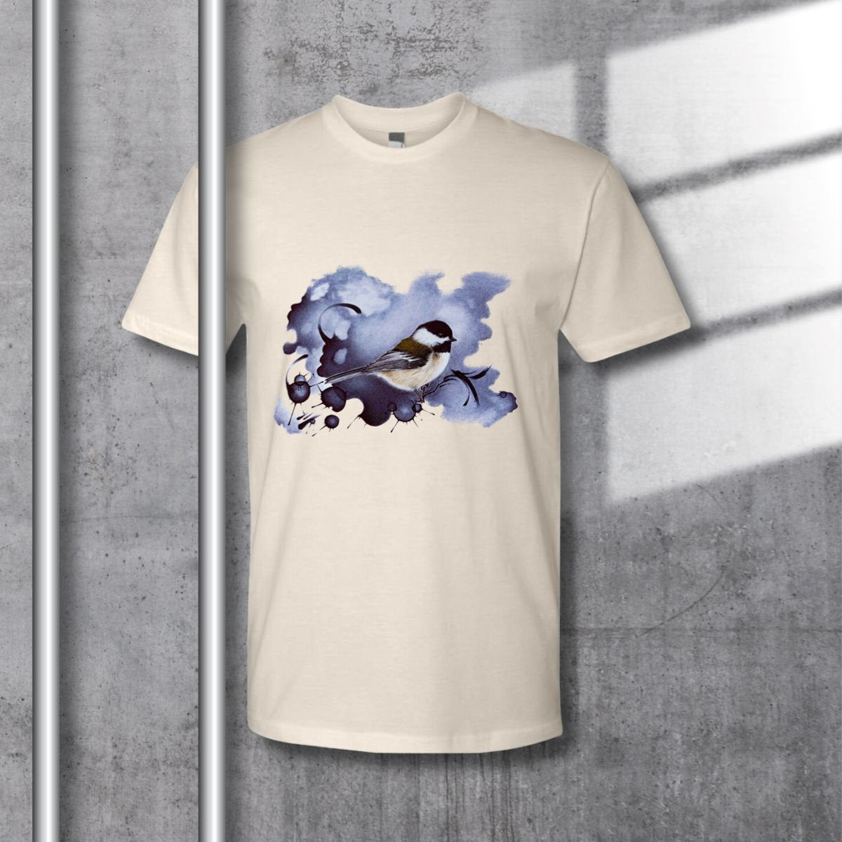 Black capped Chickadee | Short Sleeves Men Tshirt fine prison art Print on Demand Print Your Cause Cream L