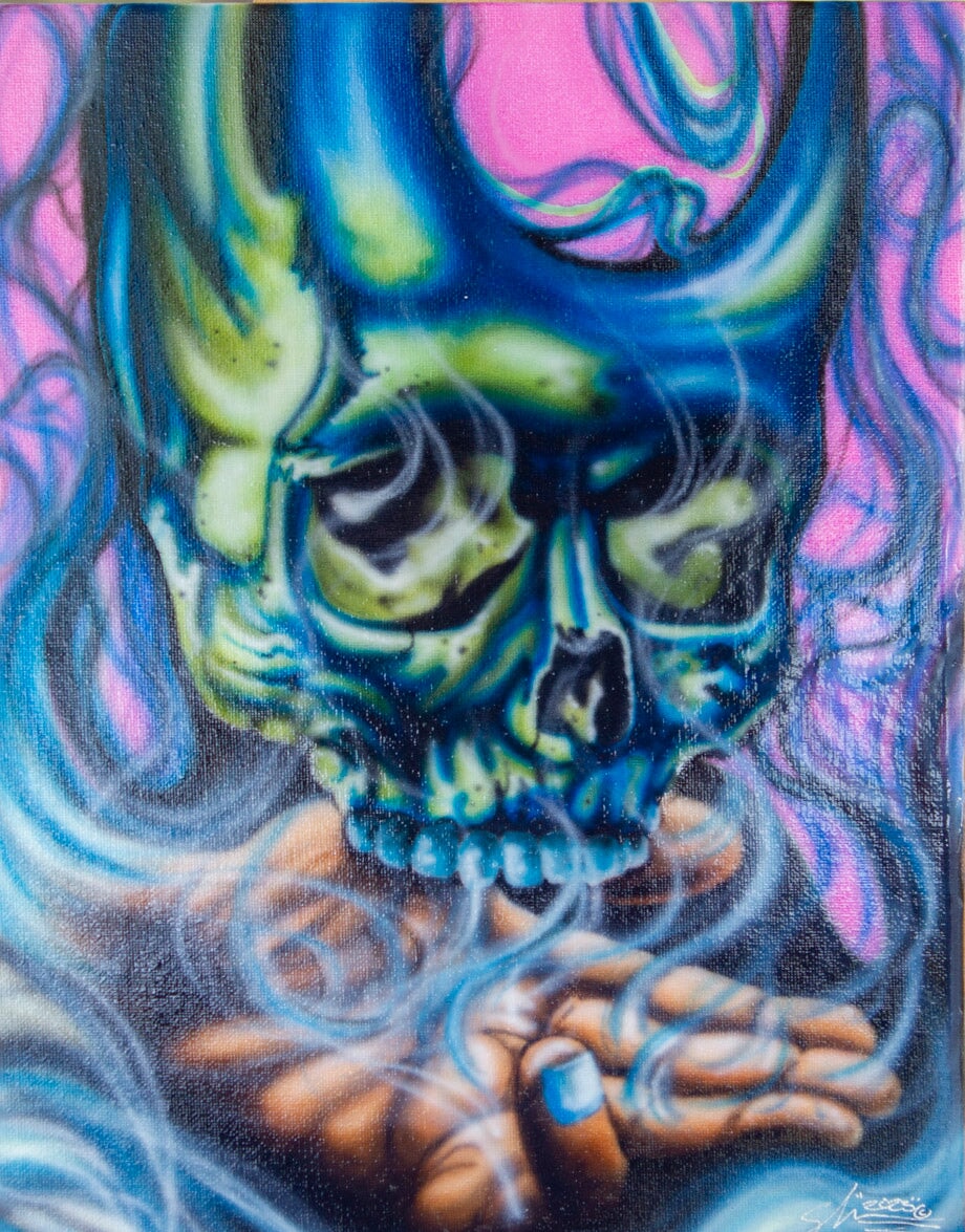 "A Skull in a Hand" Original Prison Art fine prison art original art Clifton Garrett Sherer 