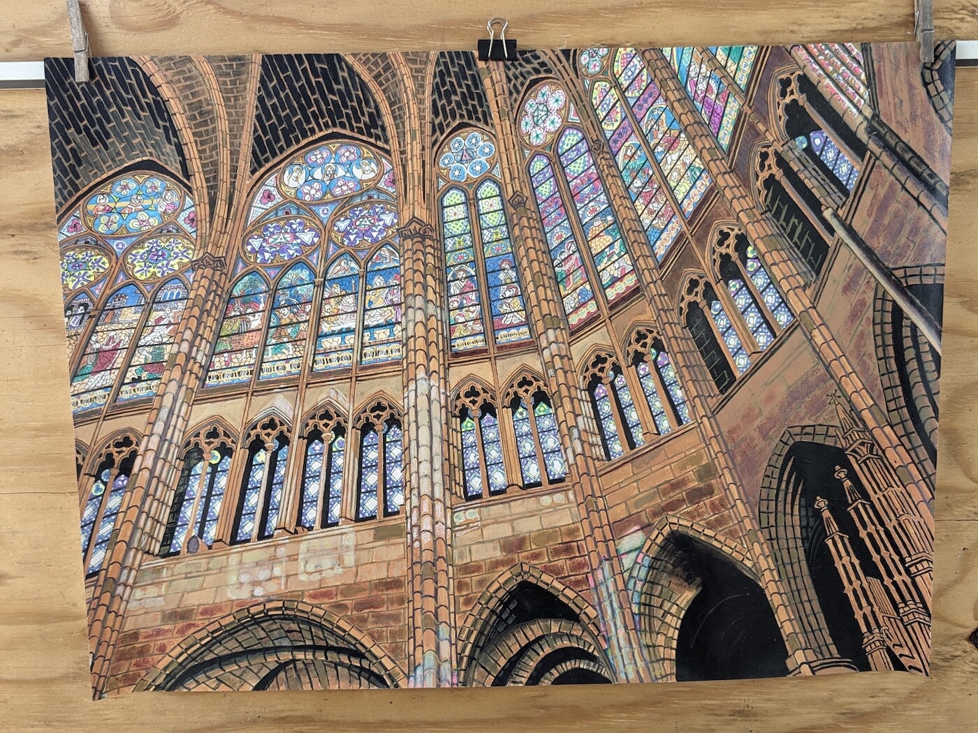 "The Basilique Cathedral de Saint-Denis" Original Prison Art fine prison art original art John White Eagle Anthony 