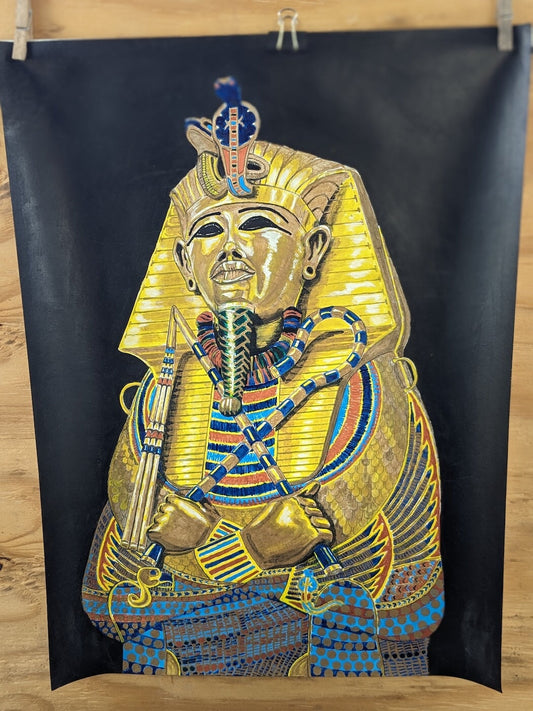 "Tutankhamuns innermost coffin" Original Prison Art fine prison art original art John White Eagle Anthony 