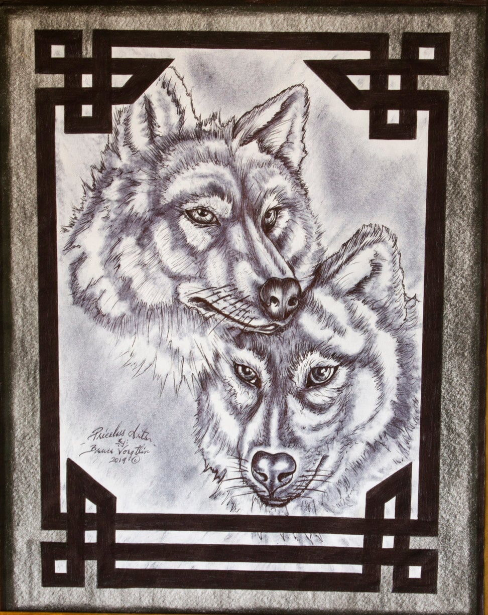 "Wolves" Original Prison Art fine prison art original art Bruce Voetlin 