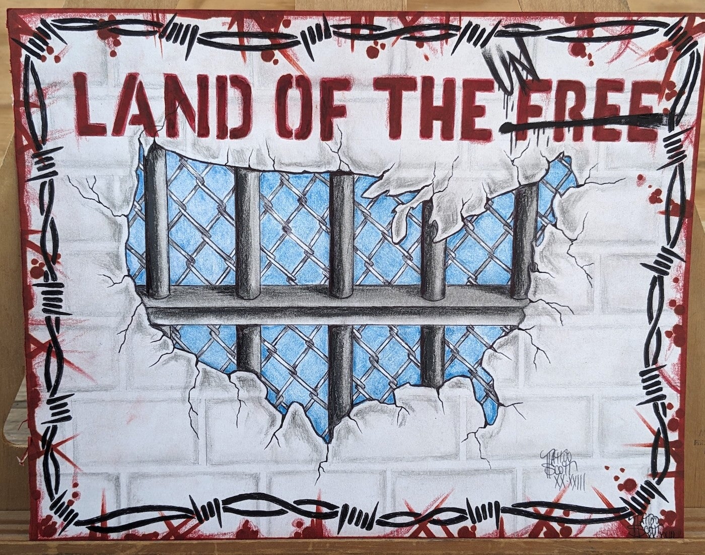 "Land of the Free" Original Prison Art fine prison art original art Scott McCleery 