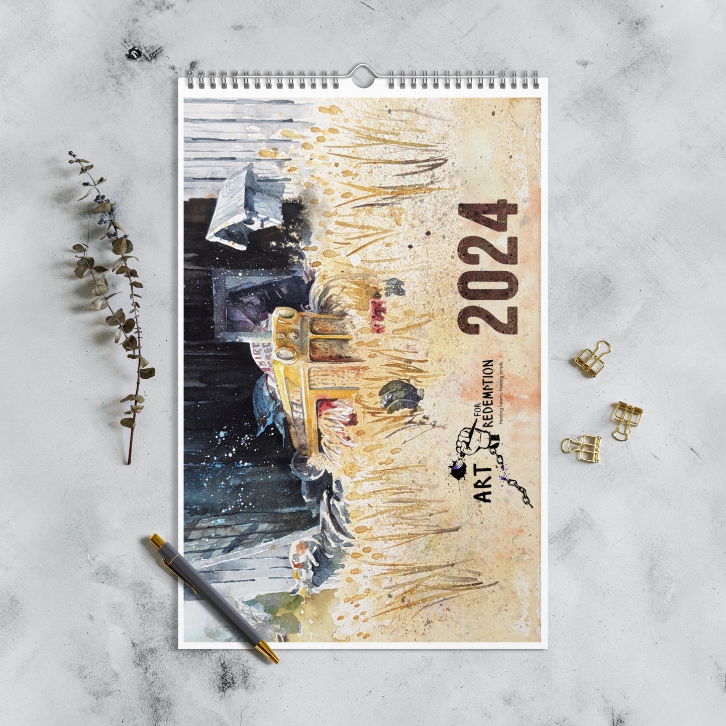 2024 Calendar in Watercolors by Allen Hudson fine prison art Print on Demand Allen Hudson 11″×17″ 