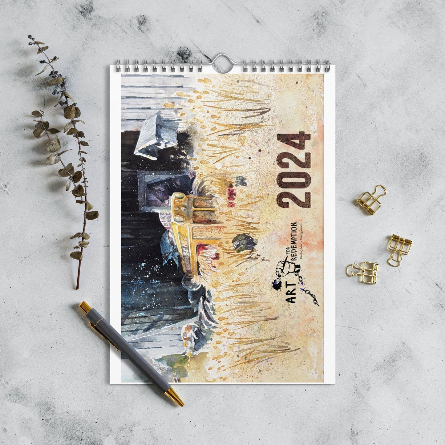 2024 Calendar in Watercolors by Allen Hudson fine prison art Print on Demand Allen Hudson 8.26″×11.69″ 
