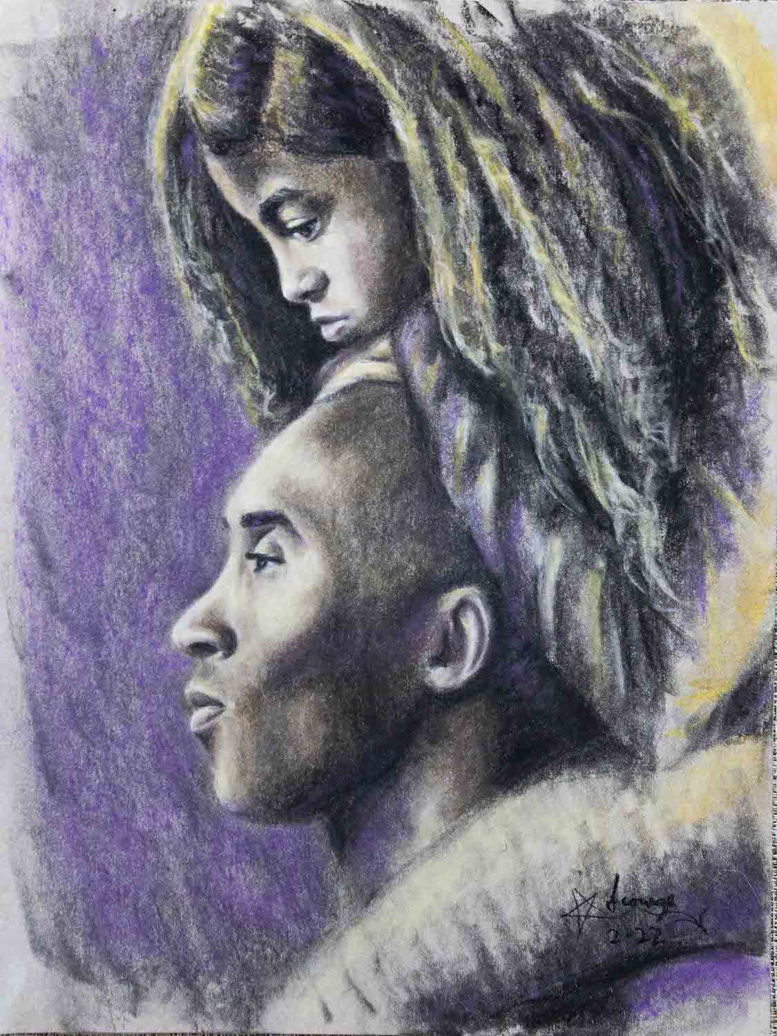 "Kobe and Gianna" prison art original art Jared Riley 