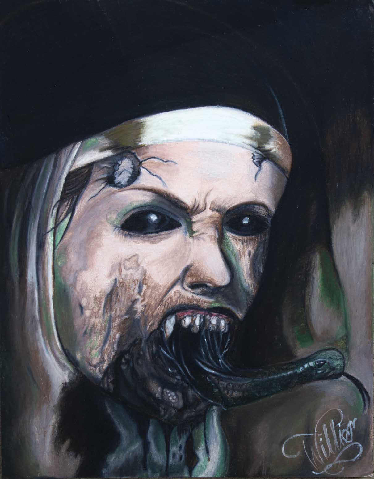 "Evil nun" prison art original art Joshua Willis 