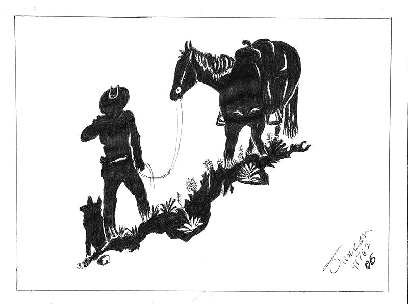 "Cowboy & hoss" - James R. Duncan prison art original art James R. Duncan 