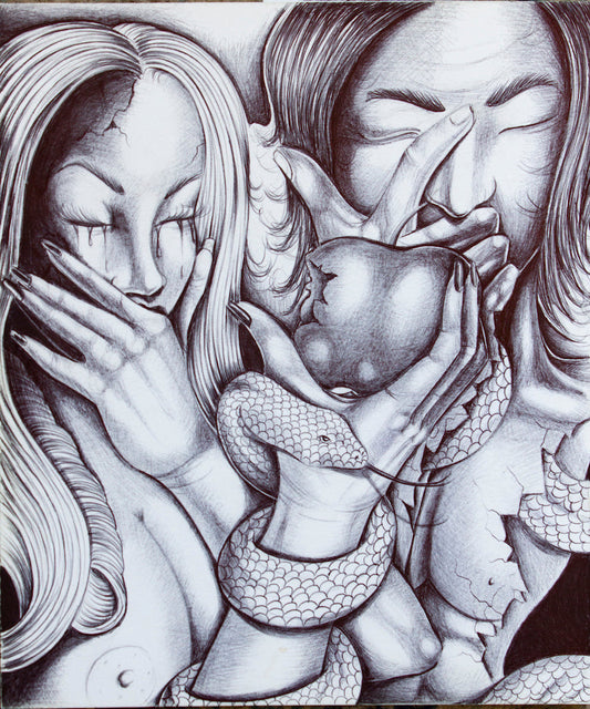 "Adam & Eve & The Tempter" - Manuel Jerez prison art original art Manuel Jerez 