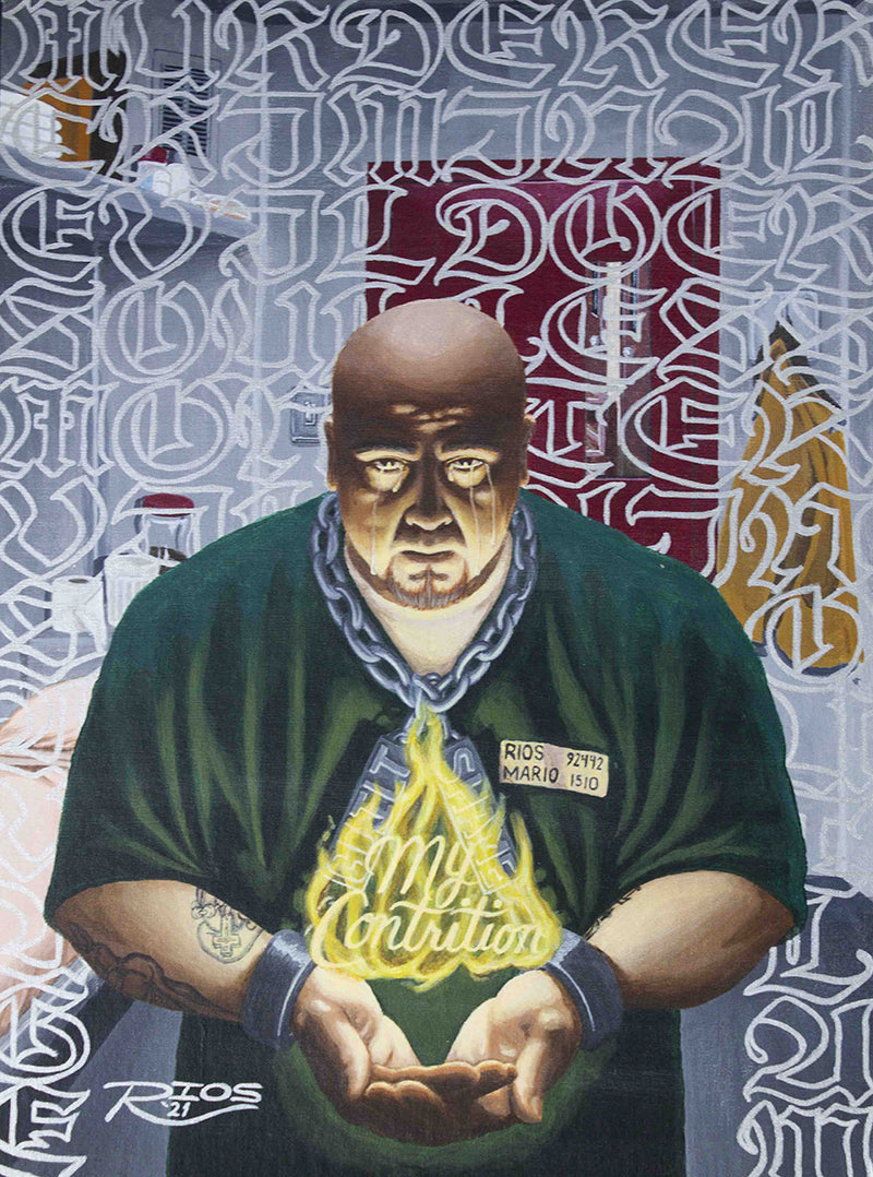 "Self Portrait" prison art original art Mario Rios 