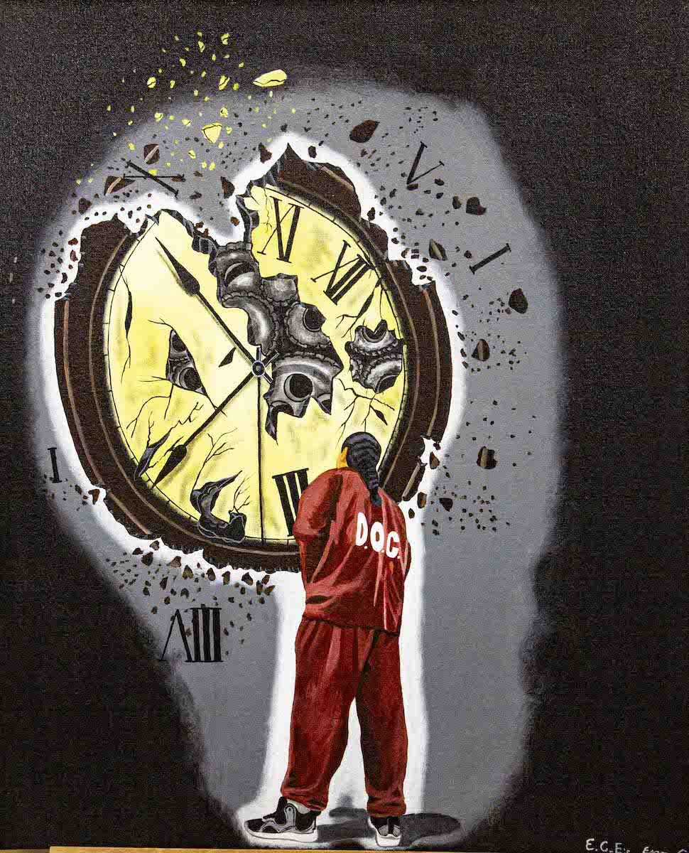 "Time turned into dust" prison art original art Eric Lynch 