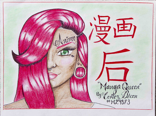 "Manga queen" - Cortez Dixon prison art original art Cortez Dixon 