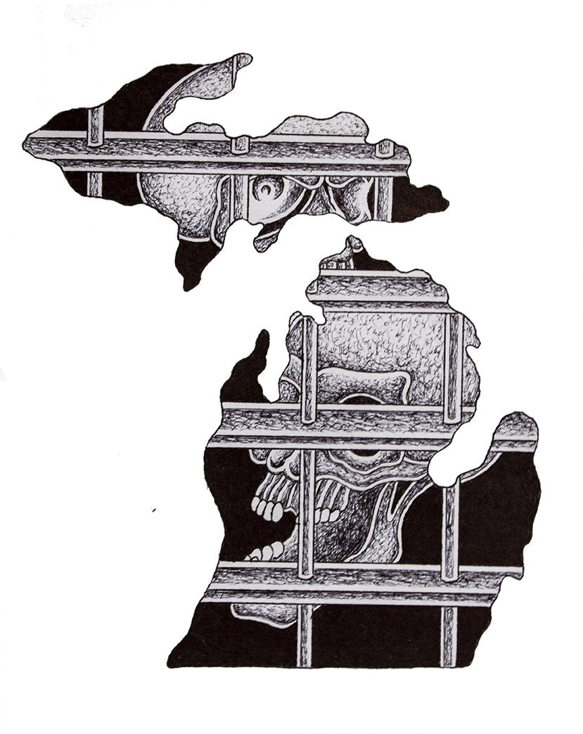 "Skeleton in holes" prison art Print on Demand Chris Stark 