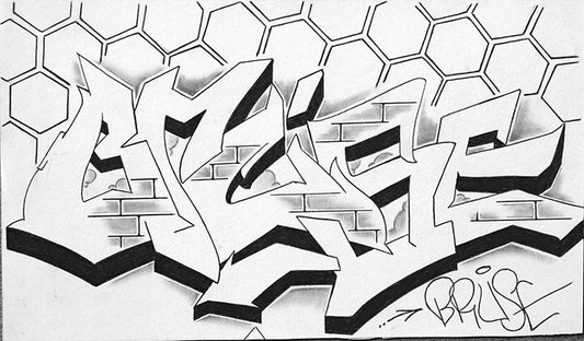 "Graffiti piece by 'Bruse'" - James Easley prison art original art James Easley 