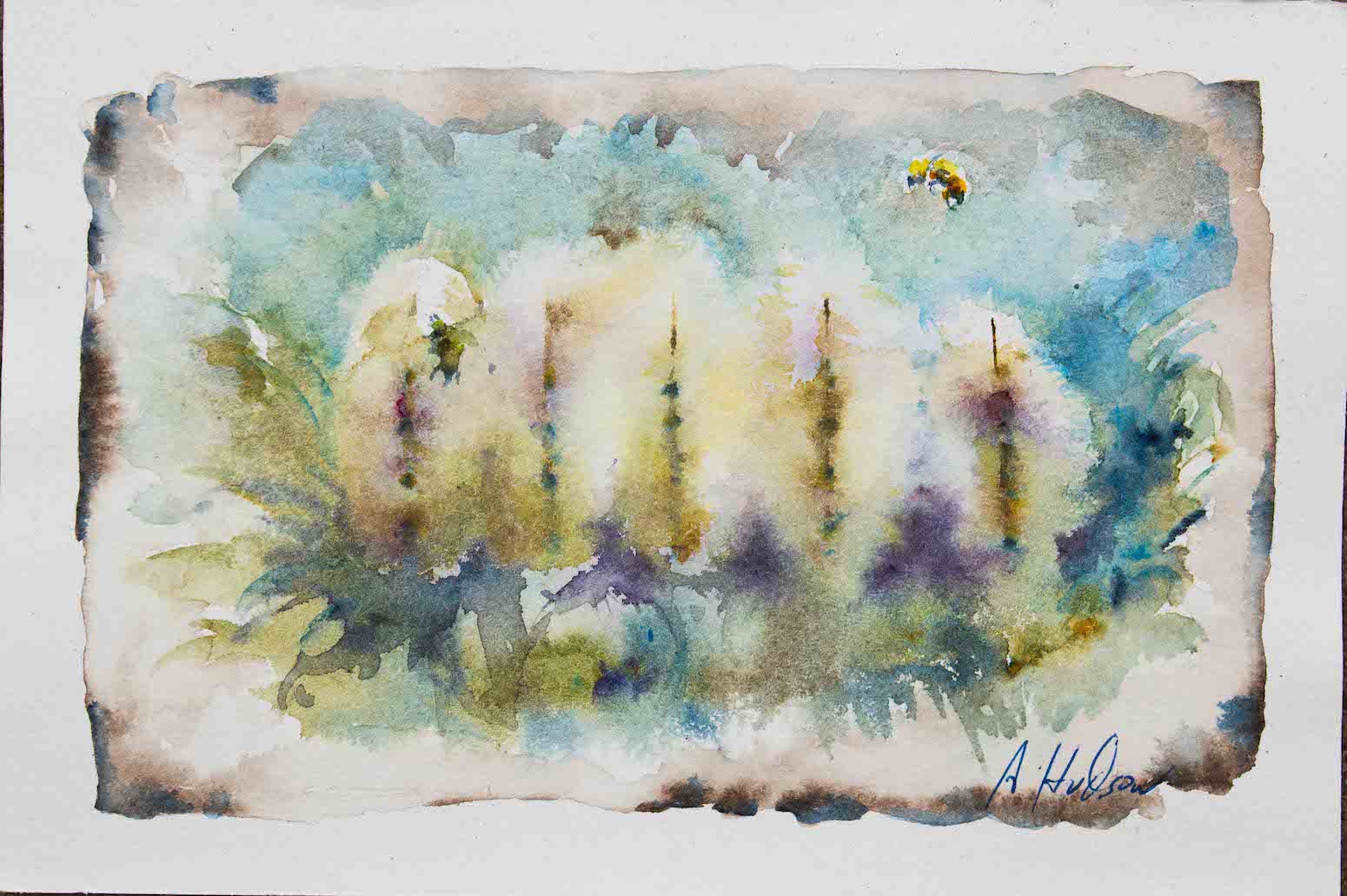 "Bunny Tail Grass with Bees" prison art original art Allen Hudson 