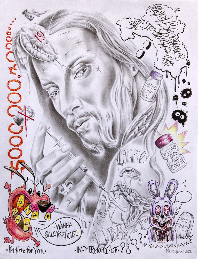 "2020 Covid theories" prison art Print on Demand Mark Garza 