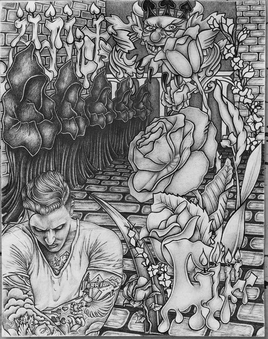 "Addict" - Michael Gill prison art original art Michael Gill 
