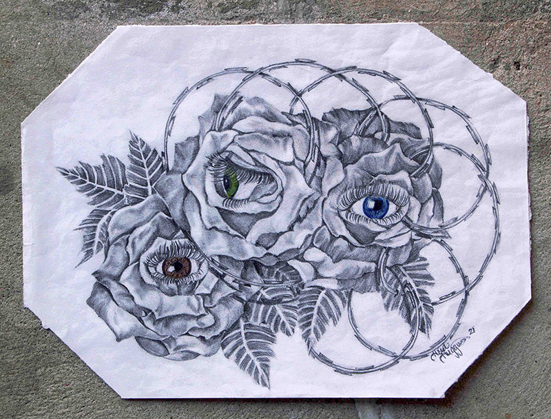 "Eye's in the rose razor" - Heidi Huggins prison art original art Heidi Huggins 