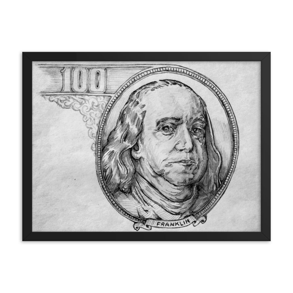 100 dollar bill pencil drawing