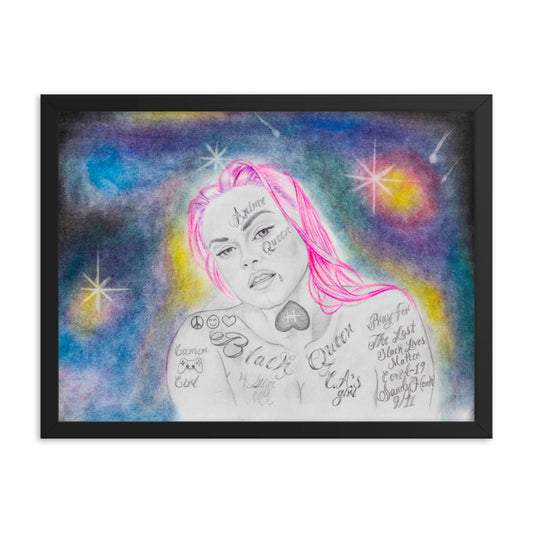 "Galaxy Girl" prison art Print on Demand Cortez Dixon Framed Print Small