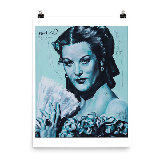 "Hedy Lamar in Mono Cobalt Teal" prison art Print on Demand Albert Valerio Print Small