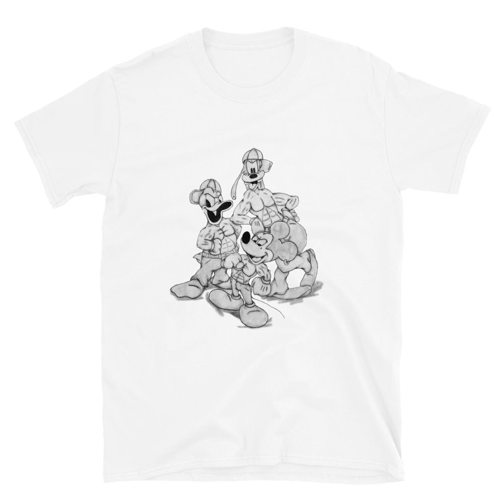 "Mickey Mouse and company" prison art Print on Demand Roger Woody Short Sleeves T-Shirt Small