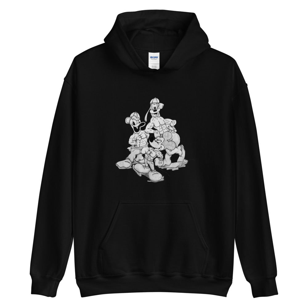 "Mickey Mouse and company" prison art Print on Demand Roger Woody Hoodie Small